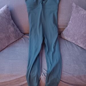 NWT Fabletics Oasis Pureluxe Twist Front Jumpsuit Large Slate Green